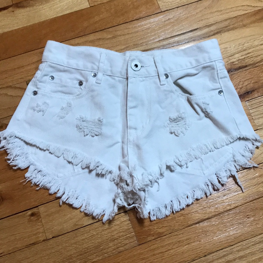 White jean shorts